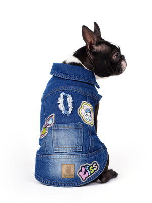 Orta Yıkama Denim Köpek Yeleği “Kiss”