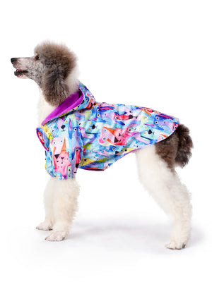 Büyük Irk İçi Polarlı Su Geçirmez Köpek Yağmurluğu “Watercolored Dogs”