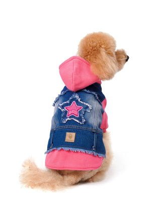 Comfy Pembe Kapüşonlu Köpek Denim Ceketi
