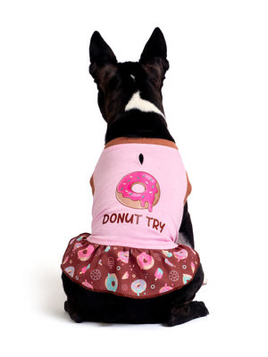 Pamuklu Pembe Köpek Elbisesi “Donut Try”