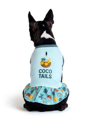 Pamuklu Su Yeşili Köpek Elbisesi “Coco Tails”