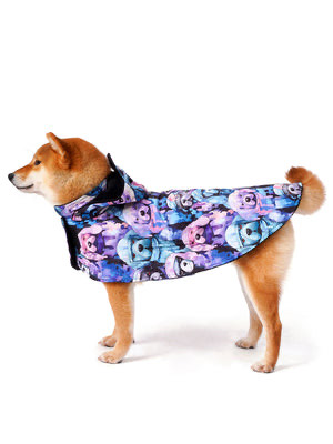 İçi Polarlı Su Geçirmez Köpek Yağmurluğu “Dark Pastel Hip-Hop Dogs” Panço