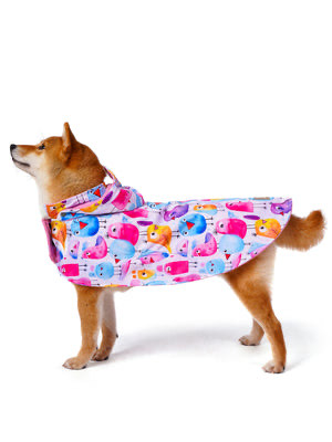 İçi Polarlı Su Geçirmez Köpek Yağmurluğu “Colorful Funny Birds” Panço