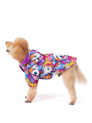 İçi Polarlı Su Geçirmez Köpek Yağmurluğu “Colorful Dog Face”