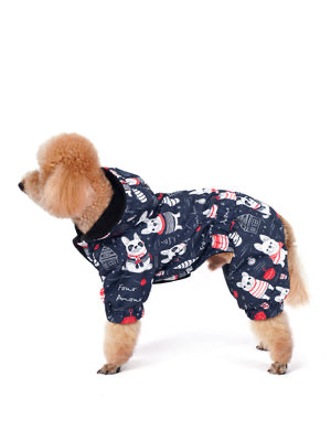 İçi Polarlı Su Geçirmez Köpek Tulumu “Striped Chubby Dogs”