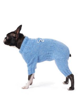 El Örgüsü Bebek Mavisi Papyonlu Köpek Tulumu Slim Fit