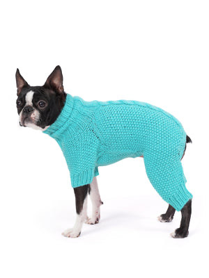 El Örgüsü Arktik Mavisi Pirinç Desenli Saç Örgü Köpek Tulumu Regular Fit