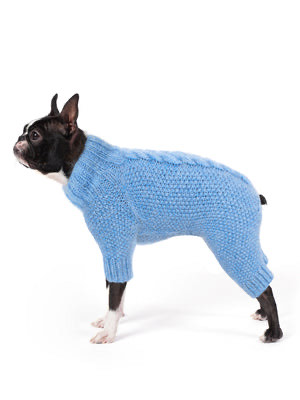 El Örgüsü Bebek Mavisi Pirinç Desenli Saç Örgü Köpek Tulumu Regular Fit
