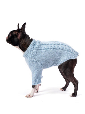 El Örgüsü Buz Mavisi Saç Örgü Desenli Basic Köpek Kazak Regular Fit