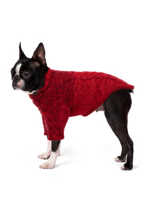 El Örgüsü Batik Vişne Rengi Örgülü Köpek Kazak Regular Fit