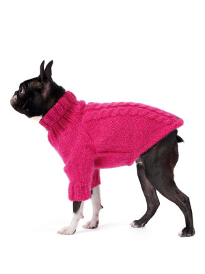 El Örgüsü Fuşya Rengi Örgülü Köpek Kazak Regular Fit