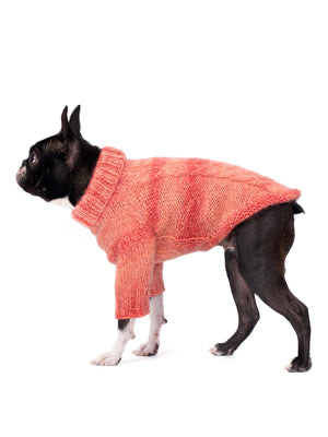 El Örgüsü Batik Mercan Rengi Örgülü Köpek Kazak Regular Fit