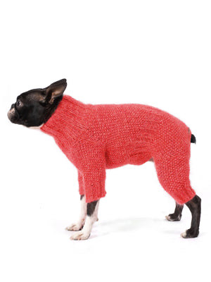 El Örgüsü Mercan Rengi Pirinç Desenli Köpek Tulumu Regular Fit