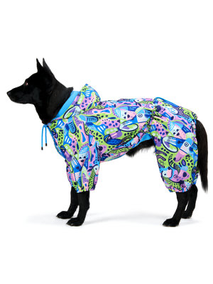İçi Polarlı Su Geçirmez Köpek Tulumu Groovy Splash